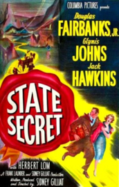 A0265 en A0266, 2 delen --16mm-- State Secret (1950)Drama / Thriller  met Douglas Fairbanks Jr., Jack Hawkins en Glynis Johns, speelduur 102 minuten, zwartwit, Frans gesproken met Nederlandse ondertitels compleet met begin/end titeld