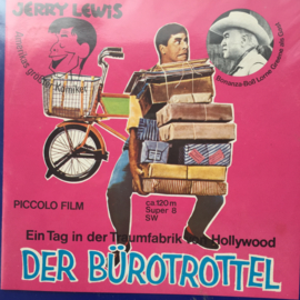 Nr.6904 --Super 8 silent-- Jerry Lewis Ein Tag in der Traumfabrik von Hollywood Der Burotrottel, 120 meter zwartwit zonder geluid in doos