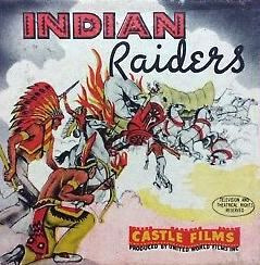 A0195 --16mm-- Castle film , INDIAN RAIDERS met Lon Chaney Jr. 1942 western. Mooi zwartwit Engels gesproken 120 meter compleet met begin/end titels op spoel en in doos