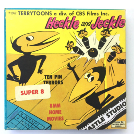 Nr.7065 -- Super 8 Silent - Castle film Hecle and Jeckle ten Pin Terrorsgoede kwaliteit zwartwit Silent ca 60 meter  in orginele doos