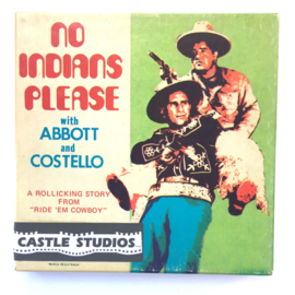 Nr.7075 --Super 8 Silent - Castle film A & C No Indians Please, goede kwaliteit zwartwit Silent ca 60 meter  in orginele doos