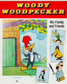 Nr.0346 -- 16mm. Woody Wood pecker, The Tee Bird (Short 1959) cartoon, kleur is goed, Engels gesproken, heeft lichte draailijntjes verder prima te draaien op 120m. spoel en in doos