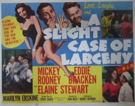 A0253 --16mm-- A Slight Case of Larceny (1953)USA met Mickey Rooney, Eddie Bracken en Elaine Stewart , mooie zwartwit copy, Engels gesproken speelduur 70 min. compleet met begin/end titels zit op 2 spoelen en in doos