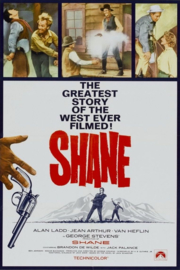 A0230 en A0231 --16mm--  Shane (1953), Drama / Western, met o.a.  Alan Ladd, Jean Arthur speelduur 118 minuten,  mooie zwartwit copy,  Engels gesproken met Nederlandse ondertitels, compleet met begin/end titels op 2 spoelen en in doos