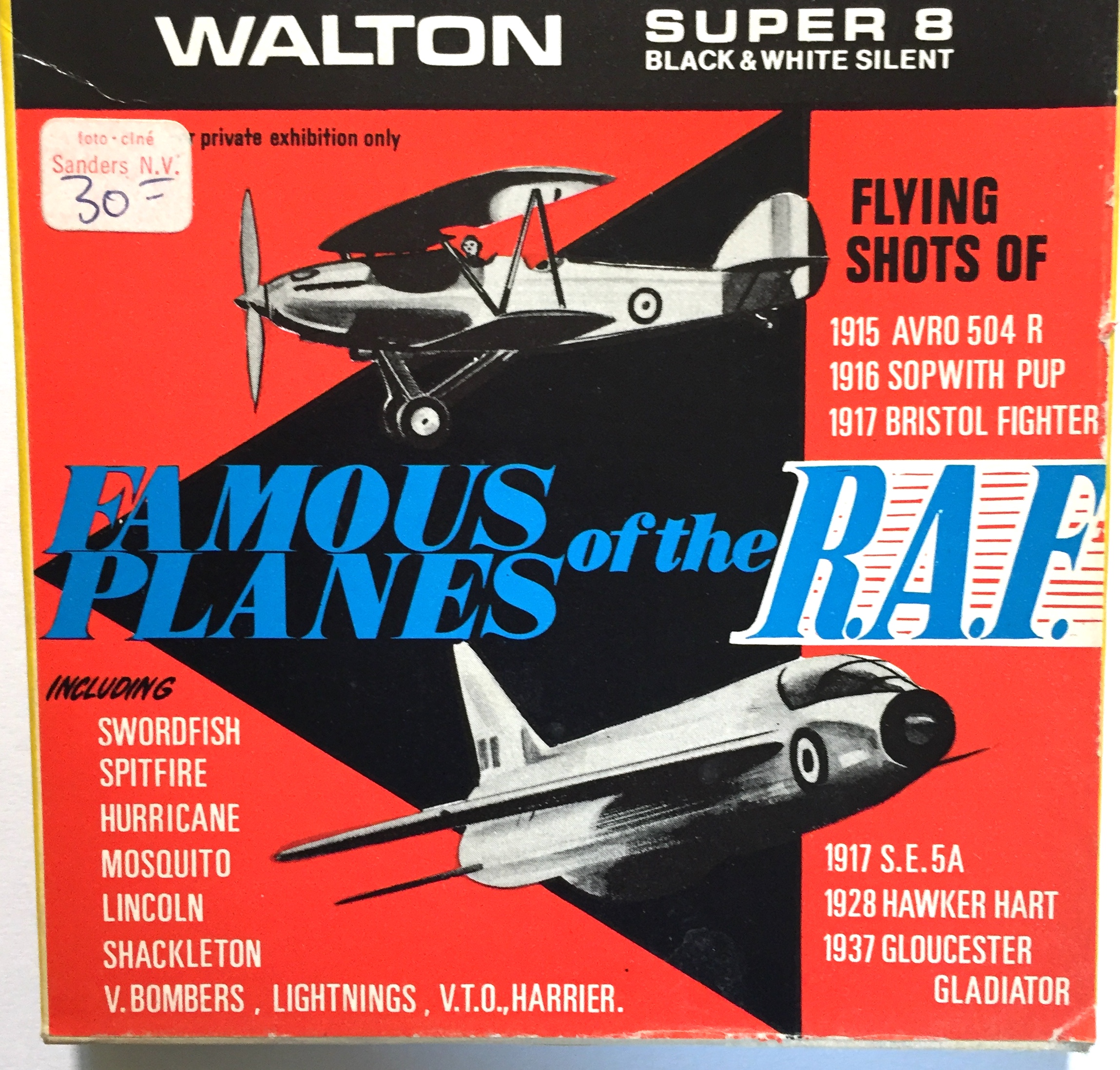 B.520 --Super 8 Silent,  Walton films Famous Planes of the R.A.F., Silent ca 60 meter op spoel in  orginele doos