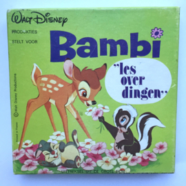 Nr.7186 Super 8 sound -- Bambi les over dingen, Walt Disney mooi van kleurNederlands gesproken , ongeveer 50 meter op spoel en in orginele doos