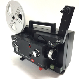 Nr.8751 --Elmo K-100 SM Dubbel 8 mm en super 8 mm films zonder geluid,  voor 120m spoelen, halogeenlamp, variabele snelheidsregelaar heeft service beurt gehad en werkt naar behoren