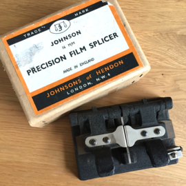 Zware Johnson 16 mm. precision film splicer in orginele doos