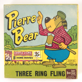 Nr.7018 --Super 8 sound- Castle film Pierre Bear Three Ring Fling  goed kwaliteit zwartwit met Engels geluid ca 60 meter  in orginele doos