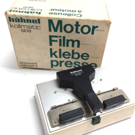 Hahnel Kollmatic Motor film klebe presse voor Super 8 en Normaal 8, word door 2 batterijen aangedreven, werkend en in goede staat in orginele doos