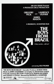 A0341/0342  16mm N.B.  The Boys from Brazil 1978 USA met o.a. Gregory Peck, Laurence Olivier, James Mason, mooi van kleur Engels gesproken, zit op 4 spoelen en in doos speelduur 123 minuten
