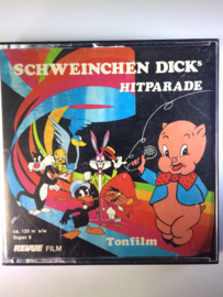 Nr.6600 -Super 8 SOUND- Schweinchen Dick's Hitparade, tekenfilm 120 meter zwartwit Duits gesproken  in orginele doos