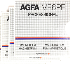 Agfa MF 6 PE Professional magnetic film, The format is 16mm, for sound films. The reels have a diameter of 22 cm. dual tape projector (e.g. Eiki).16mm magnetic film per doos