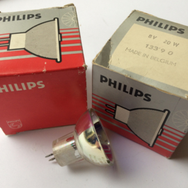 Nr. R130 Philips halogeenlamp met spiegel doorsnee 3,5 cm.  8 volt 20w
