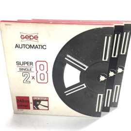 *SUPER 8-- 240 meter  GEPE spoelen (diameter 24,8 cm)  in doos, prijs per stuk