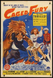 Nr. H6012 --Super 8 Sound,Circus of Fear,  Caged Fury (1948) met Richard Denning en Buster Crabbe, bestaat uit 3 delen speelduur 60 minuten zwartwit met Engels geluid