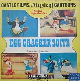 K.302 --16mm-- Castle film Musical cartoon, Egg Cracker Suite zwartwit tekenfilm  Engels gesproken  ca.120m. op spoel en in doos,