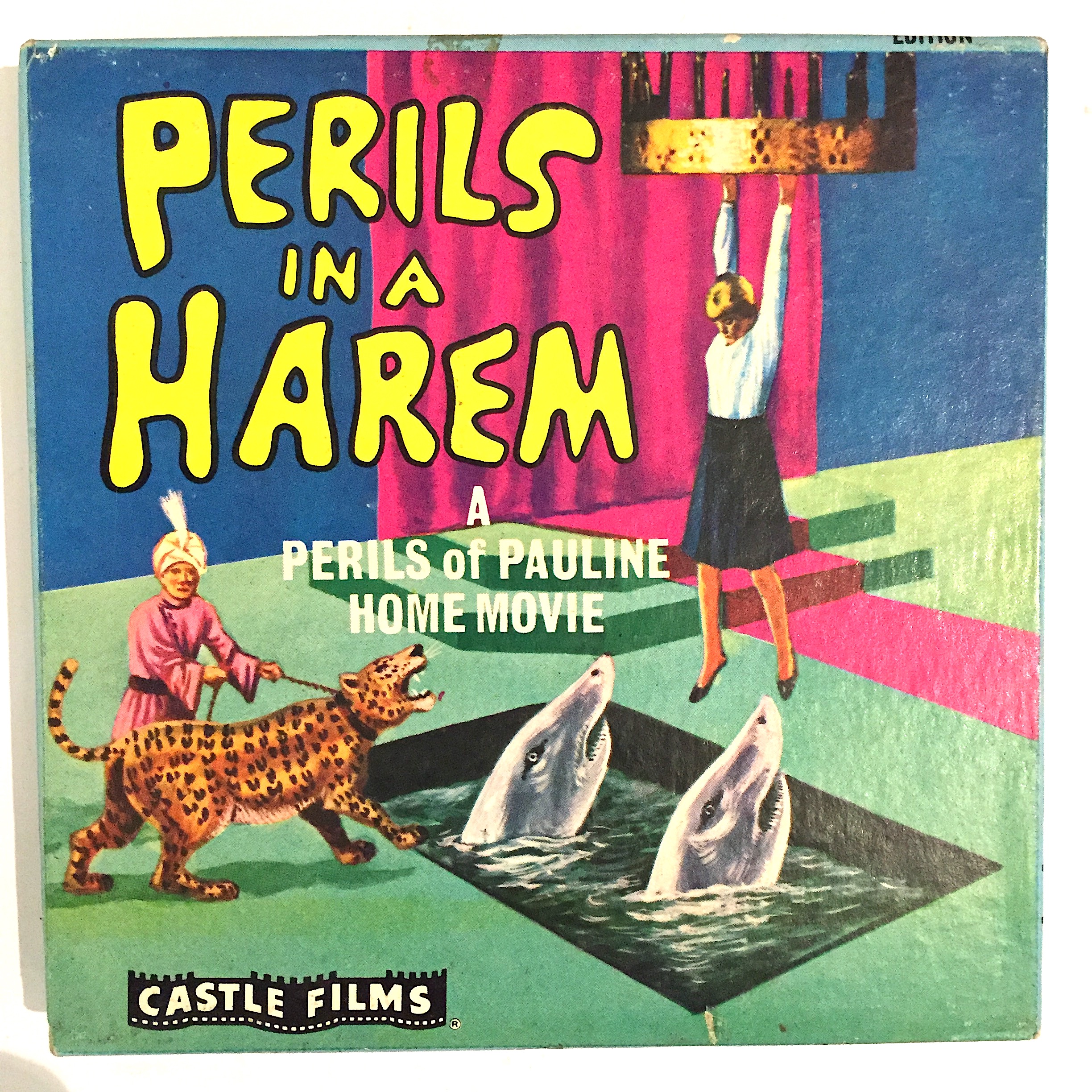 Nr.095-- Normaal 8mm. Silent-- Perils in a Harem, Castle film,  60 meter zwartwit in orginele doos