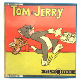 Nr.7572-- Super 8 SOUND, Tom en Jerry en de SUPERMUIS  tekenfilm, ongeveer 50 meter, zwartwit, Engels geluid, in orginele doos