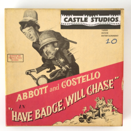 Nr.7027 --Super 8 Silent - Abboth and Costello, Have Badge, Will Chase, goede kwaliteit zwartwit Silent ca 60 meter  in orginele doos