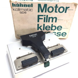 Hahnel Kollmatic Motor film klebe presse voor Super 8 en Normaal 8, word door 2 batterijen aangedreven, werkend en in goede staat in orginele doos