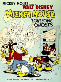 K.140 --16mm-- Lonesome Ghosts, Donald en Mickey 1937, kleur, tekenfilm  iets rood veel rest kleuren, speelduur 8 minuten, Engels gesproken, geleverd op kern