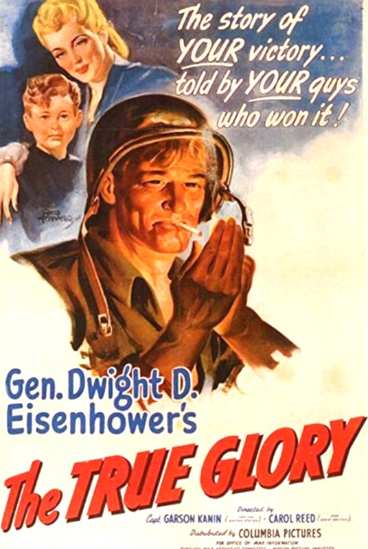 Nr.2197 --16mm-- The True Glorie 1945, oorlogs documentaire van War Department, ingekorte versie van ca.70 minuten zwartwit Engels gesproken, met begin/end titels , zie ook de omschrijving, op 2 spoelen en in doos