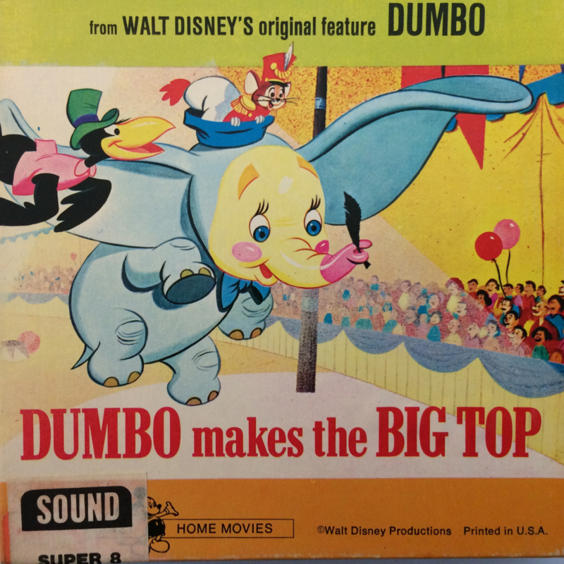 Nr.6688 --Super 8 SOUND-- Dumbo makes the Big Top,  Walt Disney ongeveer 45 meter, kleur met geluid in orgineel doosje