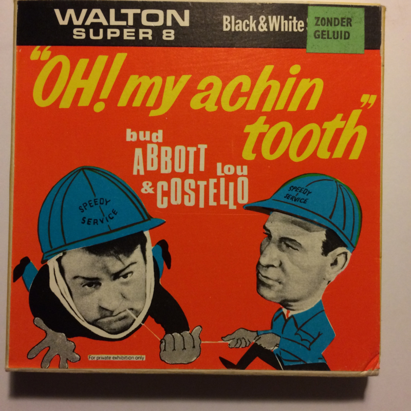 Nr.6804--Super 8-- Oh muy achin tooth (als glazenwassers)Abbott & Costello zwartwit zonder geluid 60 meter in orginele doos