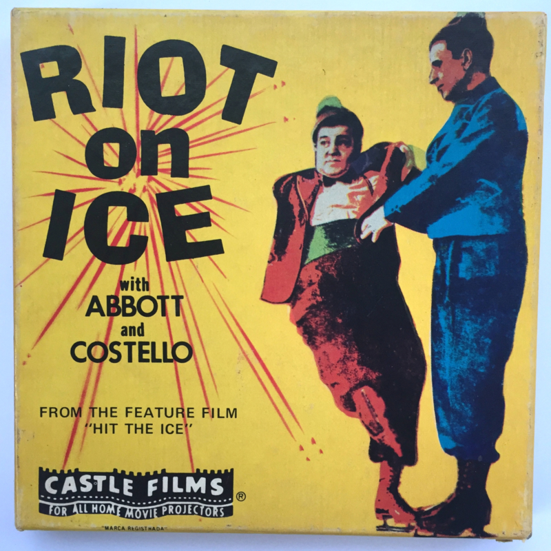 Nr.7154 --super 8 silent-- Riot on Ice Abbott & Costello, zwartwit ongeveer 60 meter in orginele doos en op spoel
