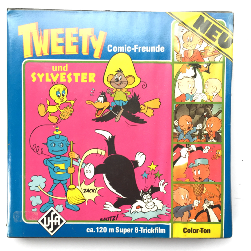 Nr.6863 --Super 8 sound-- Trap Happy, Tweety,  Silvester Daffy Duck, 120 meter kleur met Engels geluid in doos