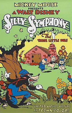 K.166 --16mm-- Three Little Pigs - Silly Symphony Walt Disney 1933,tekenfilm, goed van kleur, Engels gesproken, lichte perforatie schade maar prima te draaien,speelduur 8 minuten, compleet op kern