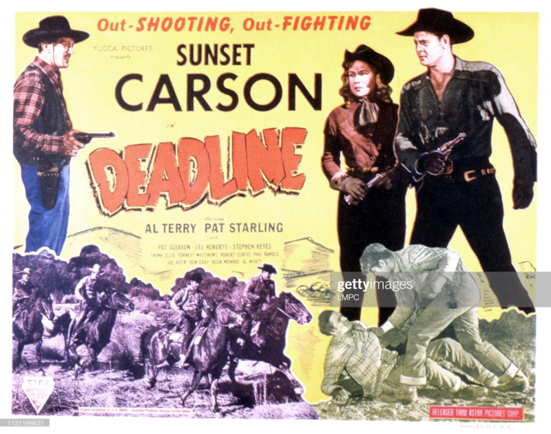 Nr.2161 -- 16 mm--,,  Deadline 1948,, zwartwit, Engels geluid met Nederlandse ondertitels,speelduur 57 min.met Sunset Carson een echte klassieker