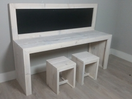 bouwpakket speeltafel met krijtbord 150x110x40 onbehandeld met 2 krukjes