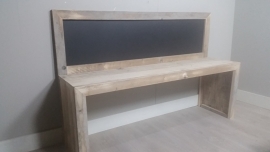 bouwpakket speeltafel met krijtbord 170x110 gebruikt steigerhout ZONDER KRUKJES