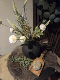 Bol vaas zwart met boeket