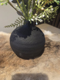 Bolvaas klein zwart met bloemen