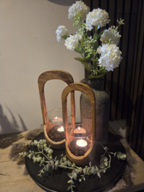 Dienblad rond zwart 40cm met 2x lantaarn