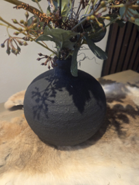 Bolvaas zwart groot met bloemen