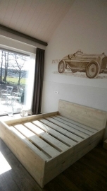 steigerhouten bed 160x200 met lades