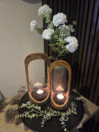 Dienblad rond zwart 40cm met 2x lantaarn