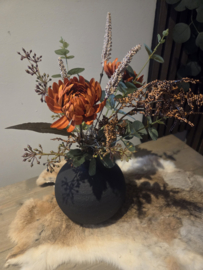 Bolvaas zwart groot met bloemen