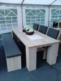 Tuinset tafel met 3 stoelen en 1 bankje