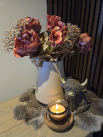 Boeket warm oranje met vaas taupe