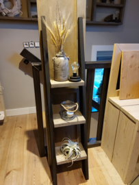 Decoratie ladder 130x30x16 zwart/taupe
