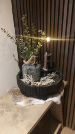 Zwart houten schaal compleet