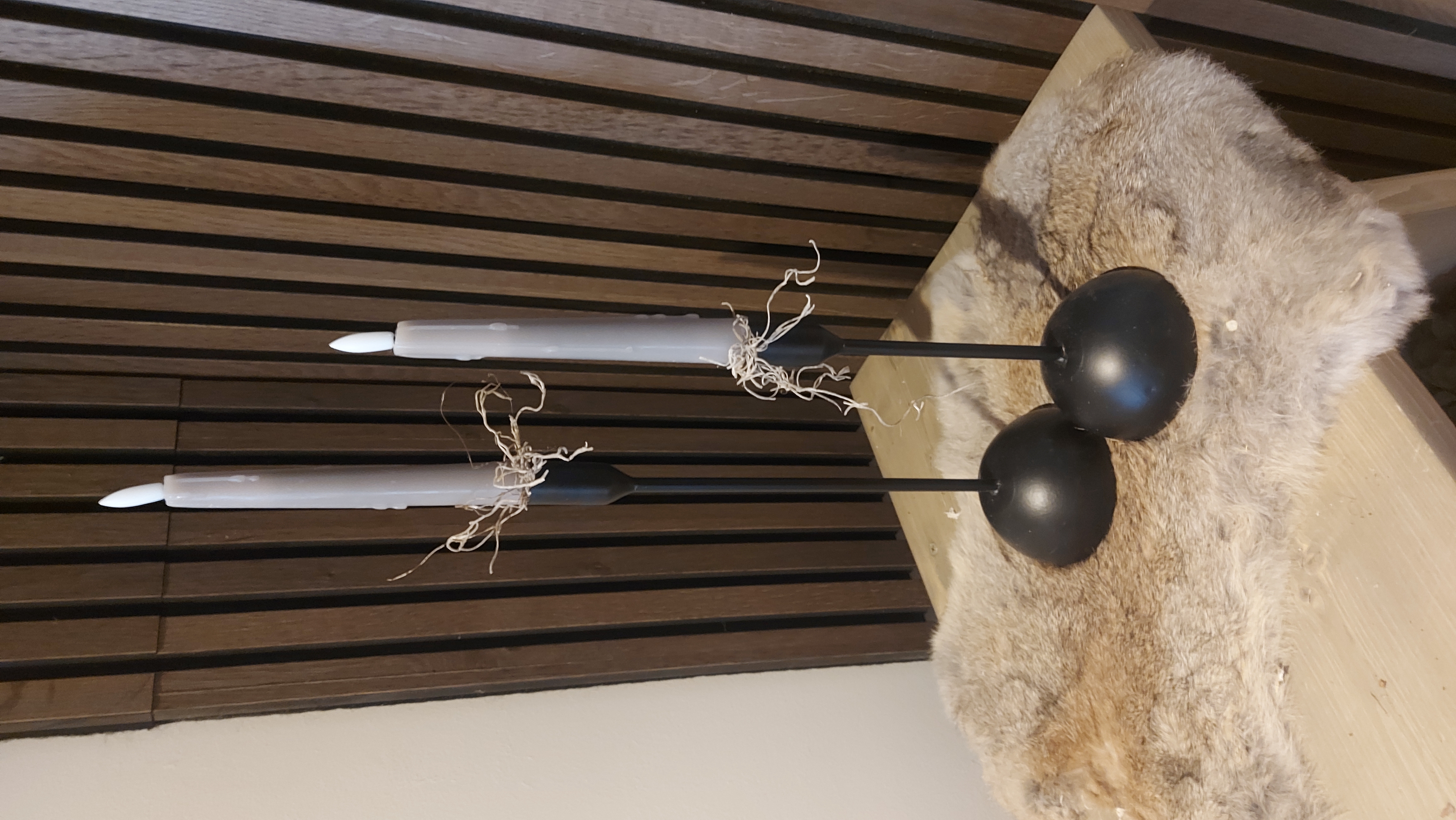 Set van 2 kaarshouders met led kaars grijs