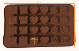 Eizook Silicone Praline Vorm met 6 Hartjes - 6 Pakjes - 6 Roosjes