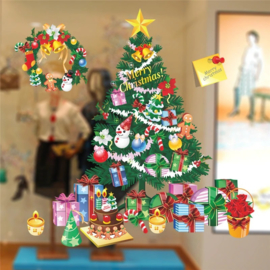 EIZOOK Raamsticker Kerstmis Kerstboom Kleurrijk