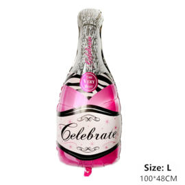 EIZOOK Feestballonnen Champagnefles + Glas roze of goud